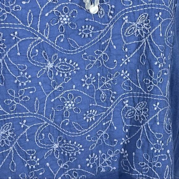 American Eagle Boho Peasant Chambray Embroidered Top Casual Blouse Size Small - Picture 8 of 14